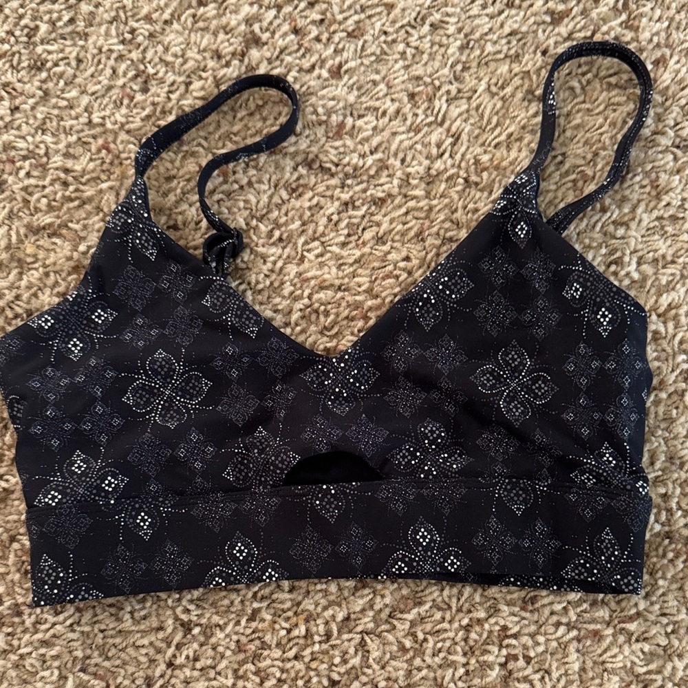 Women's Black Patterned Bralette